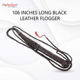 It'spleaZure 106-Inch Black Leather Flogger - Extra-Long BDSM Whip